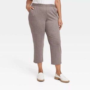 A New Day Pants Stripe Pull On High Rise Crop Straight Taper Ankle